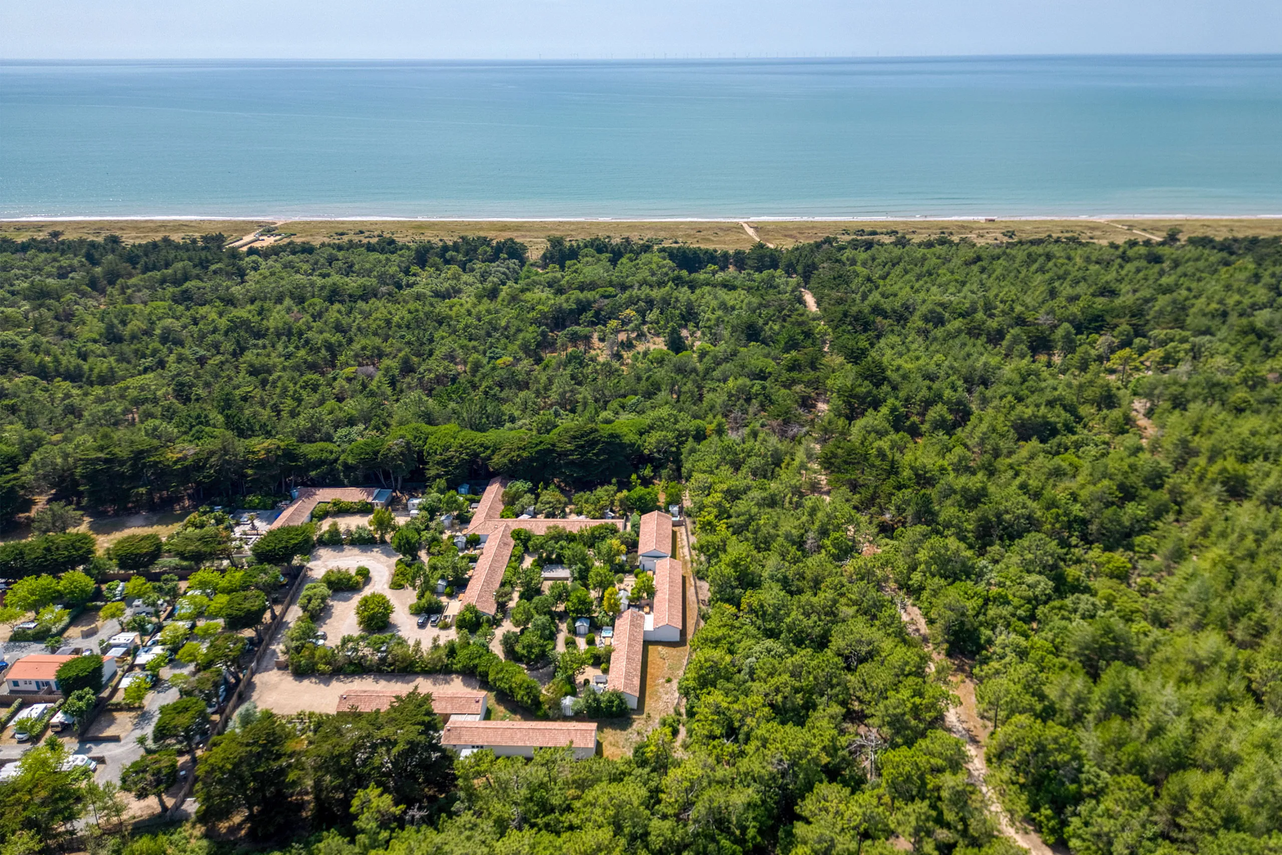vue-drone-sherwood Domaine le Sherwood à Notre dame de Monts en Vendée